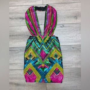 Sequin dress with open back